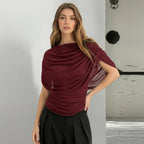 2026 Summer European and American Style Women's New Scarf Collar Draped Sleeveless Slim Top