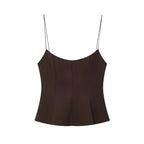 Y2K Slim Fit Crop Top Sleeveless Solid Color Camisole Top Elastic Flared Hem Open Back Top Women Spring Summer Streetwear