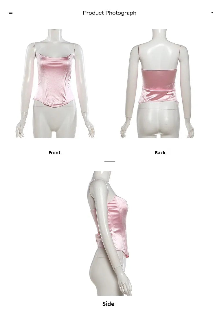 Weird Puss Sweet Cool Spicy Girl Date  Style Slim Fit Tube Top Tank Top Women Fashion Slimming Versatile Top
