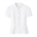 TFMLN Women's Striped Shirt Chic Short Sleeve High Street Commuting Style Slim Fit Fashion Ladies Short Sleeve Tops Summer New