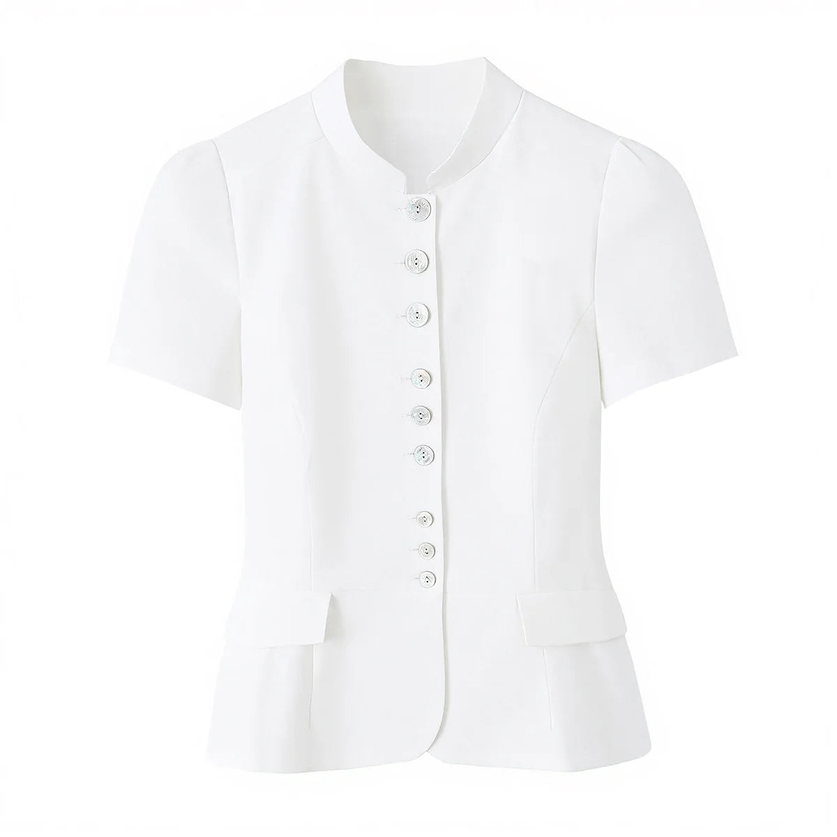 TFMLN Women's Striped Shirt Chic Short Sleeve High Street Commuting Style Slim Fit Fashion Ladies Short Sleeve Tops Summer New