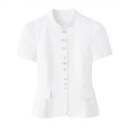 TFMLN Women's Striped Shirt Chic Short Sleeve High Street Commuting Style Slim Fit Fashion Ladies Short Sleeve Tops Summer New
