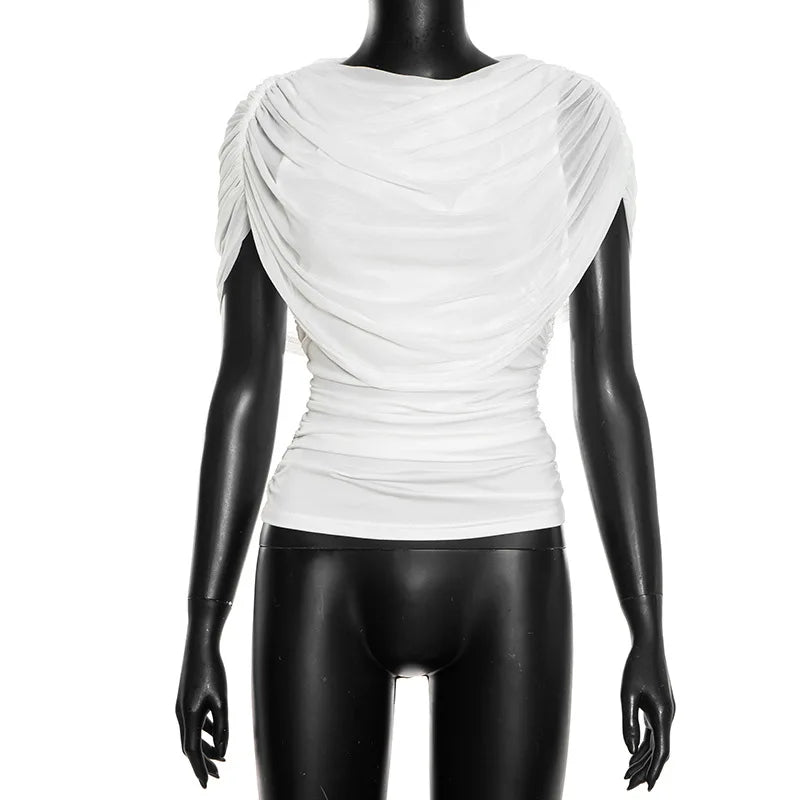 2026 Summer European and American Style Women's New Scarf Collar Draped Sleeveless Slim Top