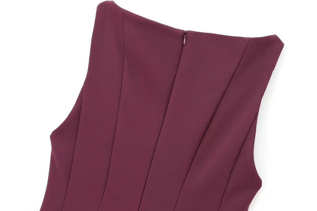 HH Women Summer Sexy Sleeveless Solid Casual Mini Dress Female Vintage Chic High Street Slim Rear Zipper Pleated Dress