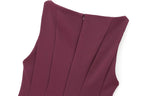 HH Women Summer Sexy Sleeveless Solid Casual Mini Dress Female Vintage Chic High Street Slim Rear Zipper Pleated Dress