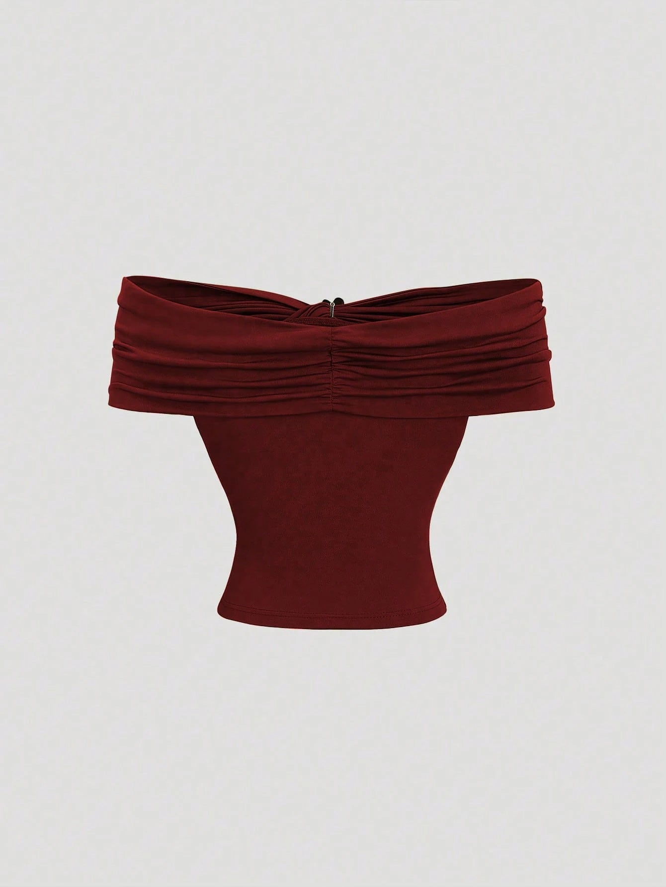 Women's Sexy Off-Shoulder Pleating Metal Buckle Decor Crop Top Casual Slim Fit Strapless Solid Color Top Summer 2026