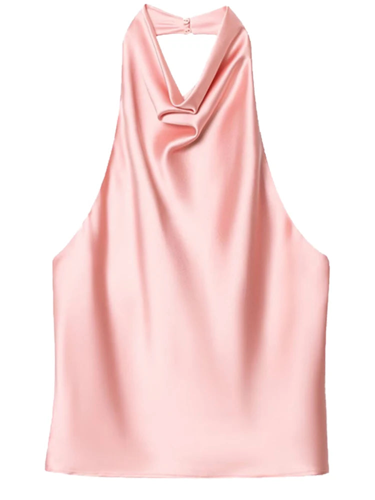 Women Halter Satin Women Tops