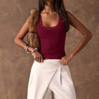 High Quality Y2K Crop Top Diamond Inlaid Cotton Sleeveless Vest Knitted Elegant Camisoles Girl