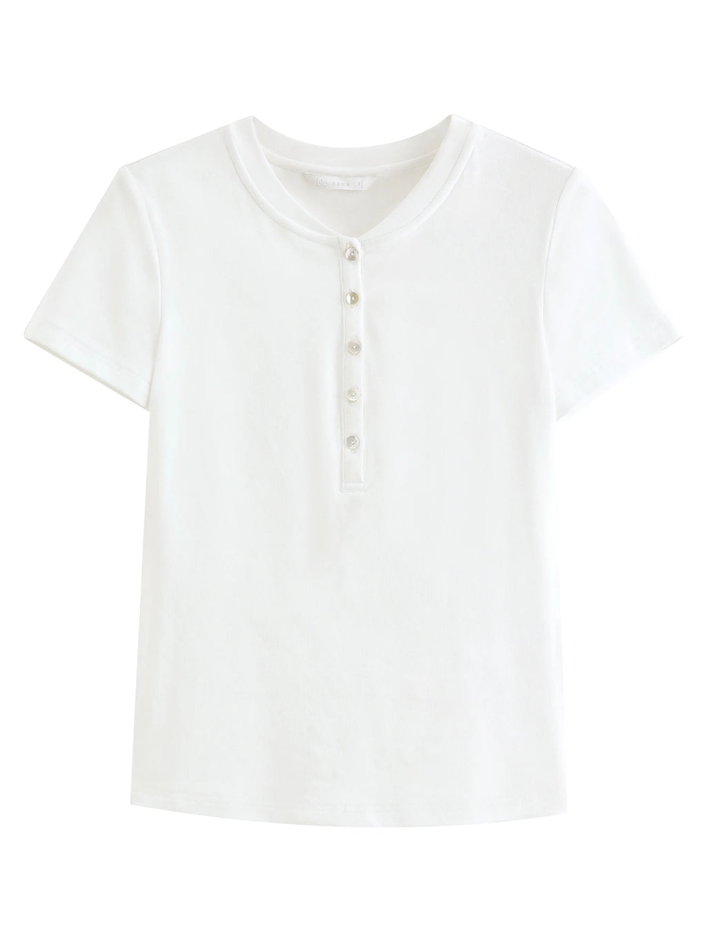 FSLE New Summer Women's Fitted Short Sleeve White T-Shirt with Buttons Soft Cotton Lyocell Office Commute Daily Versatile Top