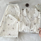New Korean-Style Elegant Young Ladies' Pyjamas Summer New Arrival Short-Sleeved Polka Dot Bow Ice Silk Pyjama Set Homewear Set