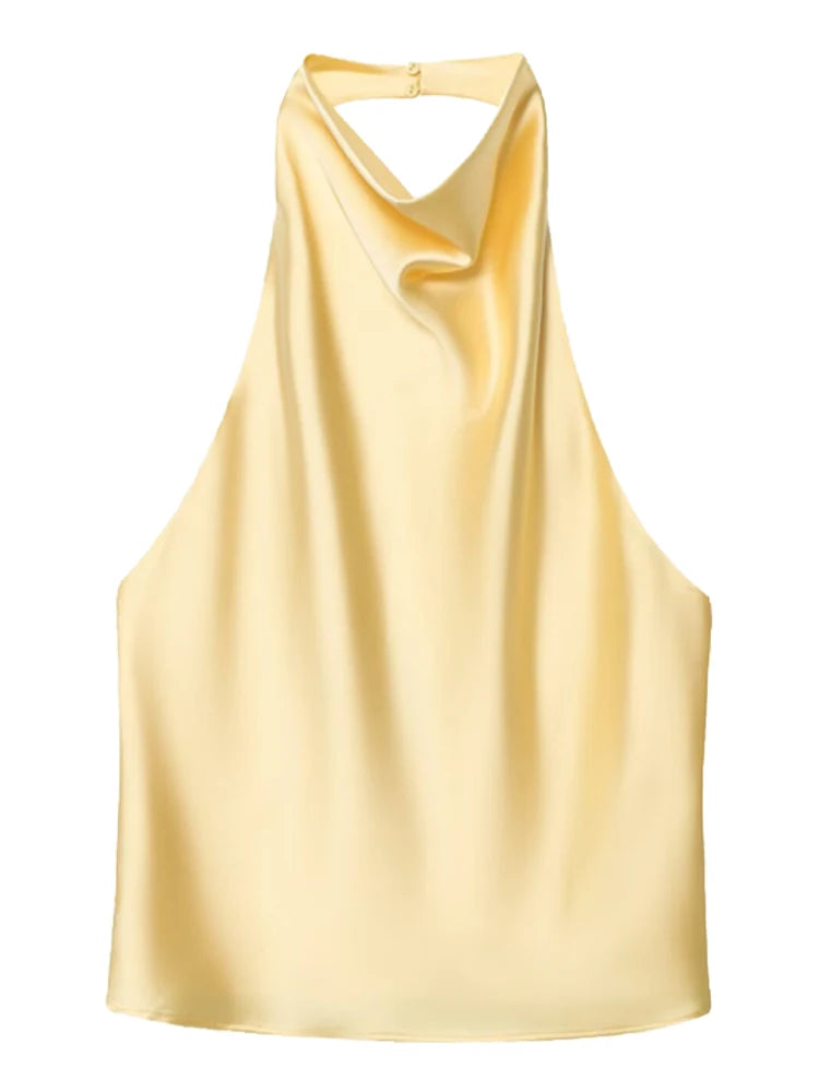 Women Halter Satin Women Tops
