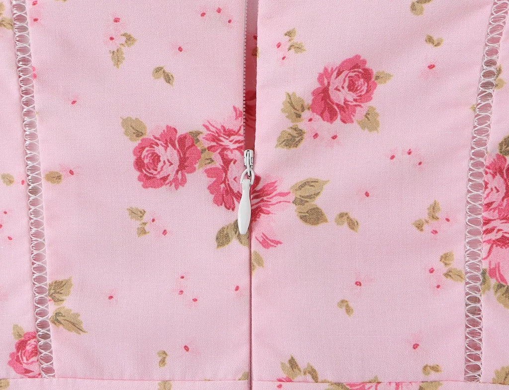 Summer New Gentle Sweet Floral Long Dress Vacation Style Wrap Waist Strapless Cotton Polyester Gown High Waist Maxi Dress