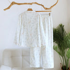 2026 Spring and Autumn New Women's Pajama Set 100% Cotton Crepe Cute Sweet Long Sleeve Long Pants Home Clothes Two Piece Set