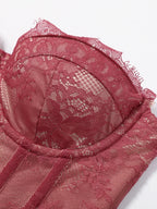 Women's Corset Tops Lace Hollow Out Fishbone Bandage Top Spring Female Waist Cinching Sheath Tube Top Transparent Lady Clubwear