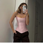 Weird Puss Sweet Cool Spicy Girl Date  Style Slim Fit Tube Top Tank Top Women Fashion Slimming Versatile Top