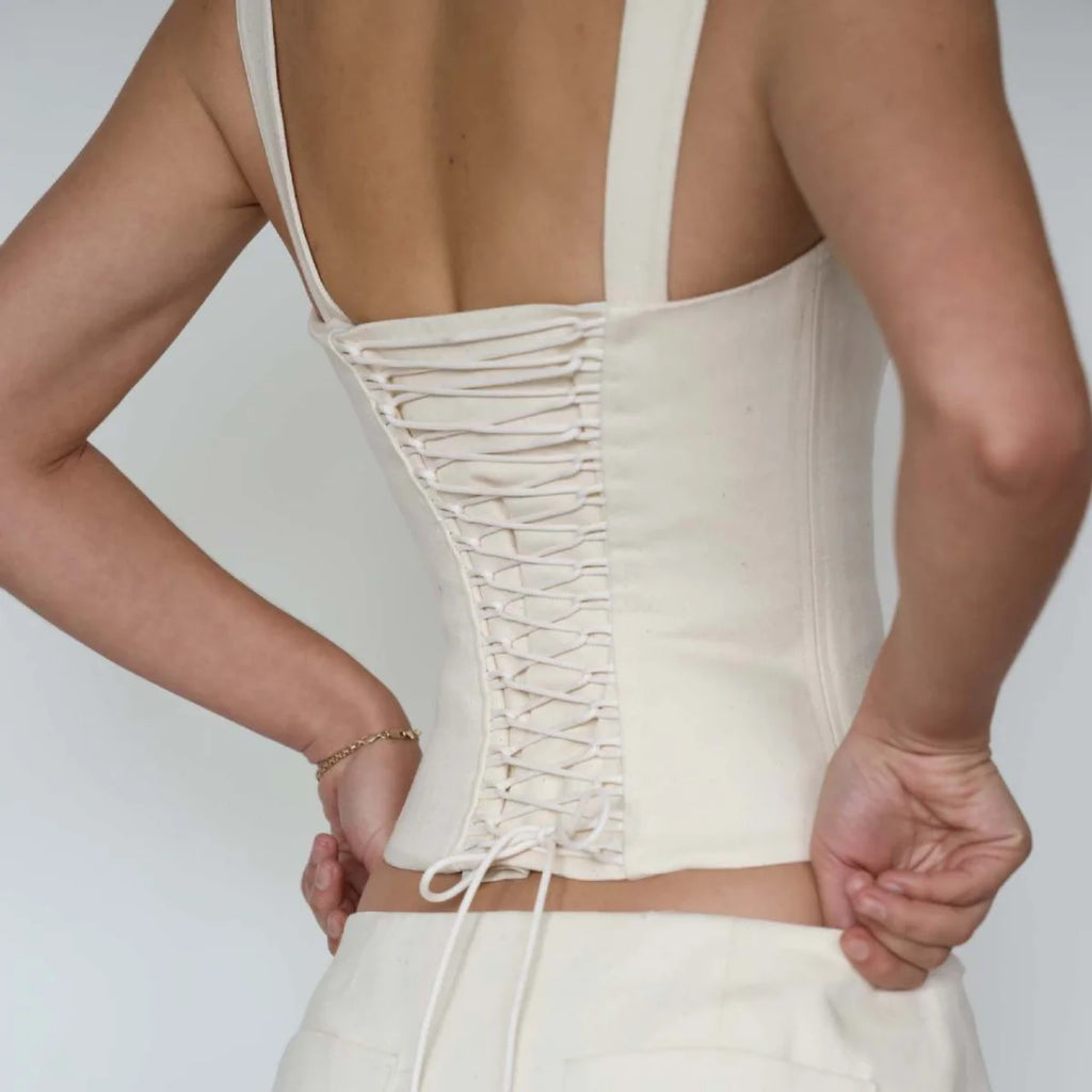 100% Cotton Corset Top Women Breathable Slim Bustier Front Zipper Double Straps Faja Moldeadora Elegant Office Daily Wear Vest