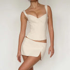 100% Cotton Corset Top Women Breathable Slim Bustier Front Zipper Double Straps Faja Moldeadora Elegant Office Daily Wear Vest