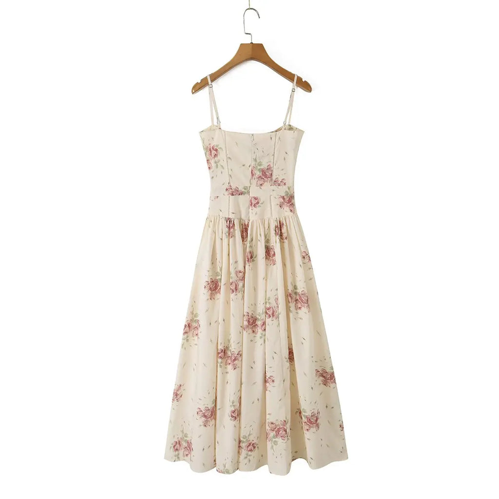 YENKYE Sexy Spaghetti Straps Floral Print Long Dress For Women Summer Boho Vacation Party Dresses Maxi Sundress