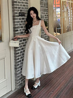 ReddaChic Backless Bow Long Women Dress Elegant Simple Square Neck Ruffle Tank Party Gown Wedding Guest Cutecore Summer Clothes