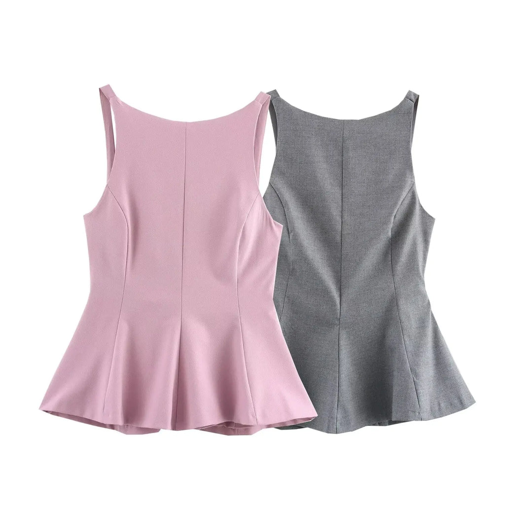 BSAY Top for Women Fashion Autumn Winter New Backless Bow Side Zip Blouse Street Clothing Vest Tank Chic Ladies Crop Tops Mujer