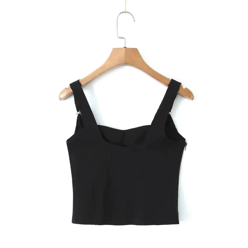 Boho Inspired black Stretchy comfy corset top Adjustable straps Bodycon fit summer Camis tops new sexy women tank tops Y2k tops