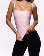 Waist-cinching Backless Back Zipper Bandage Tops Solid Color Adjustable Shoulder Strap Top Slim 2026 Sexy Party Club Outfits