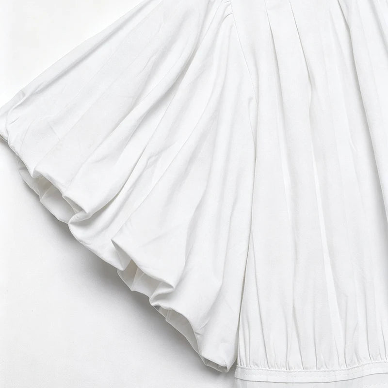 LIMO 2026 Women White Ruffle Sleeve Peplum Blouse V-Neck Elastic Waist Elegant Casual Top