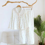 2026 Spring and Autumn New Women's Pajama Set 100% Cotton Crepe Cute Sweet Long Sleeve Long Pants Home Clothes Two Piece Set