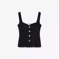 Sweet Style Women's Elastic Vest Strap Top New Summer 2025 Short Skirt Style Hem Single Button Fastening Regular Thickness