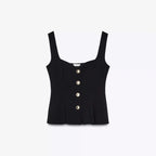 Sweet Style Women's Elastic Vest Strap Top New Summer 2025 Short Skirt Style Hem Single Button Fastening Regular Thickness