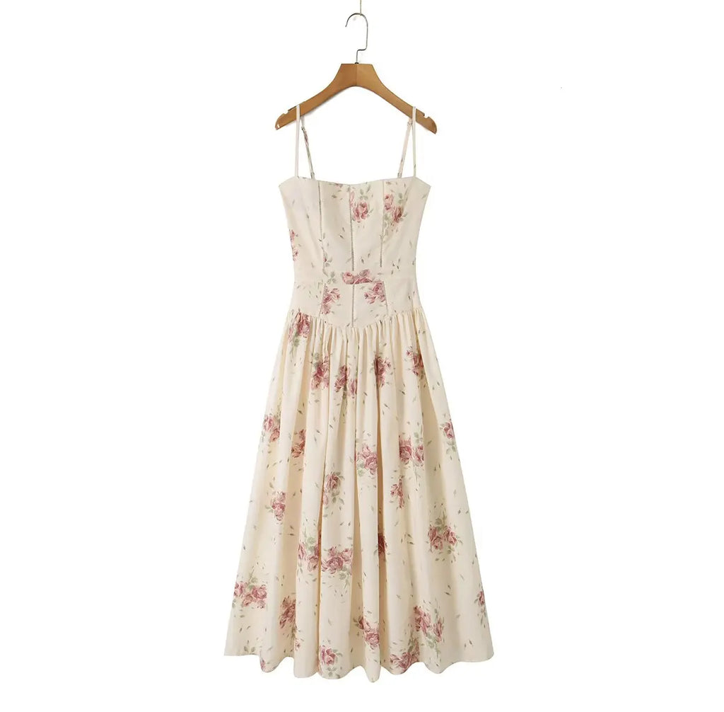 YENKYE Sexy Spaghetti Straps Floral Print Long Dress For Women Summer Boho Vacation Party Dresses Maxi Sundress