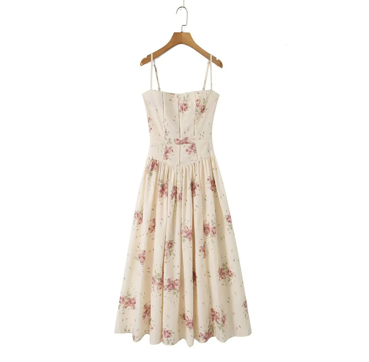 YENKYE Sexy Spaghetti Straps Floral Print Long Dress For Women Summer Boho Vacation Party Dresses Maxi Sundress