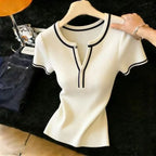 Sweaters O-Neck Knitted Sweater Women Pullovers New Summer Short Sleeve Knit Sweater Pullover Women Tops Sueters De Mujer Q3890